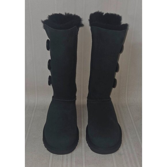 UGG BAILEY BUTTON TRIPLET TRIPLE Black Suede Tall Boots Women Size US 5 NEW 1873 - Picture 10 of 12